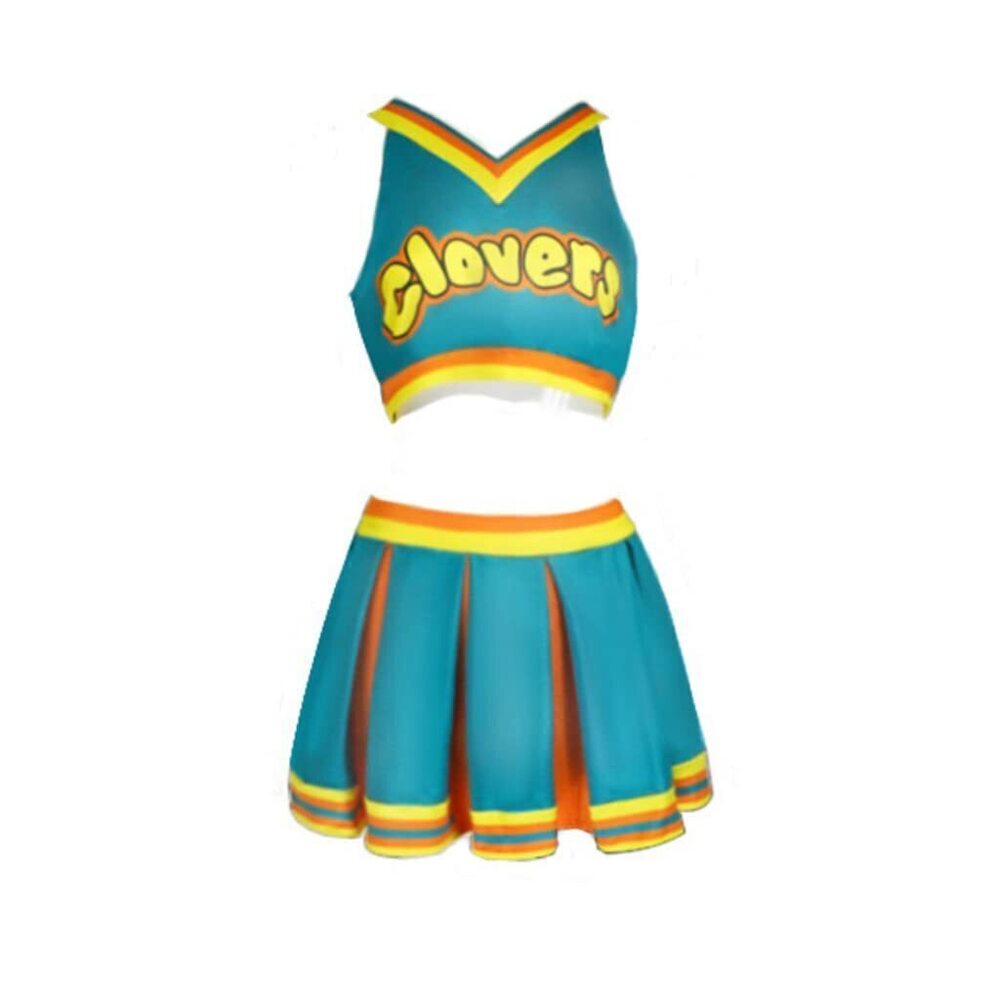 6444 Clovers Cosplay Costume Green Cheerleader Clovers Uniform Halloween